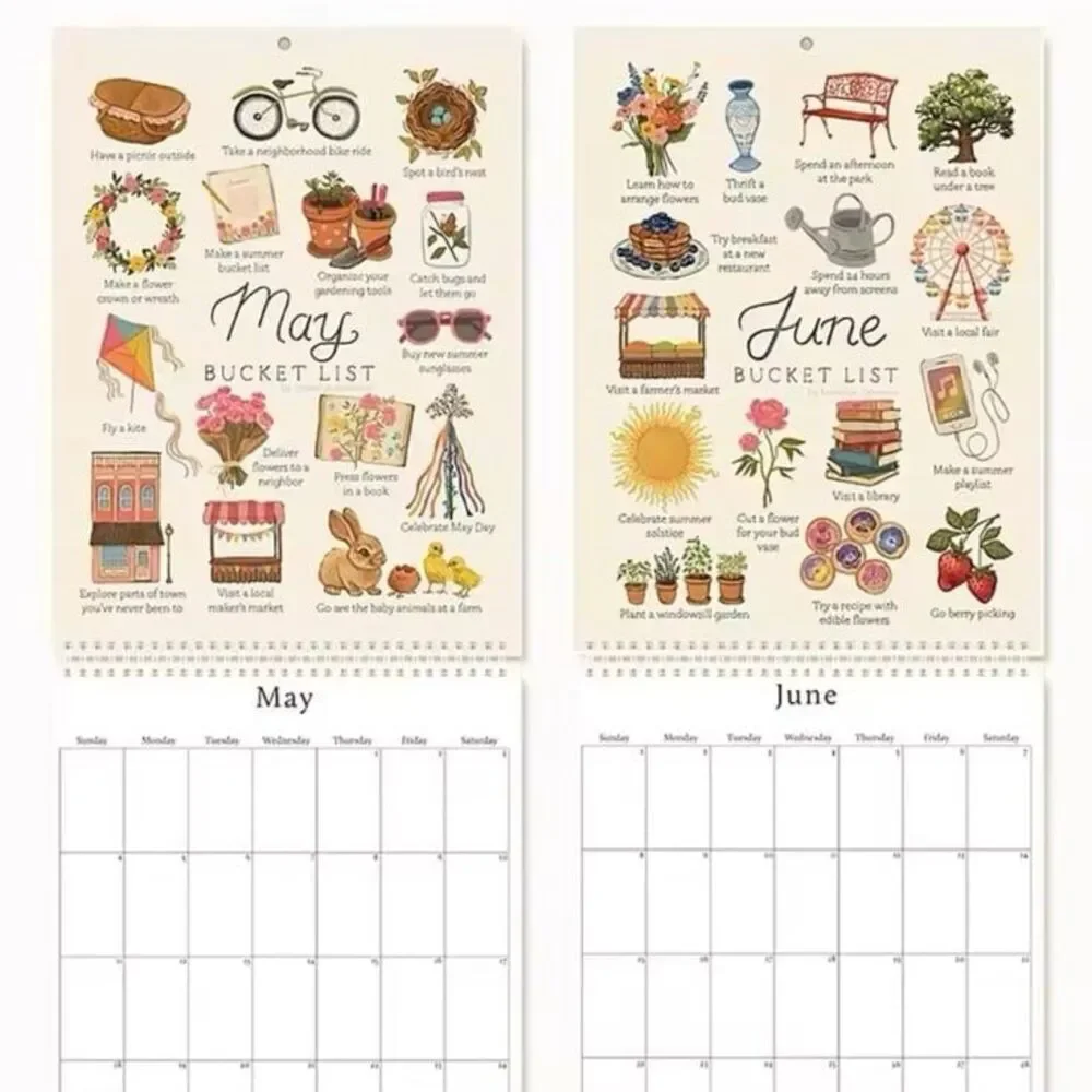 abigail&bleu Bucket List Calendar Large Double Spiral Wire-Binding Wall Calendar